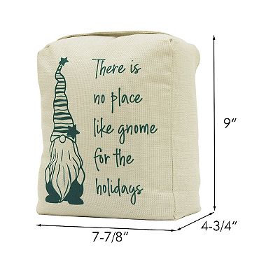 Parisloft Christmas Fabric Door Stop with handle - There Is No Place Like Gnome for the Holiday