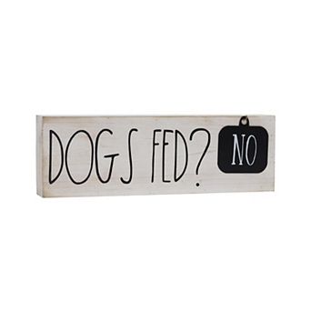 Parisloft Dogs Fed Yes or No Rusic Dog Sign, Cute Dog Sign, 15 x 4.75 inches