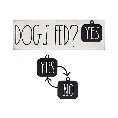 Parisloft Dogs Fed Yes or No Rusic Dog Sign, Cute Dog Sign, 15 x 4.75 inches