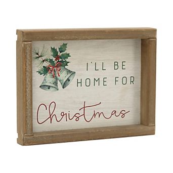 Parisloft I'll Be Home for Christmas Wood Frame Wall Sig, 7.875"W x 6"H