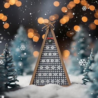 Parisloft Freestanding Tree Shaped Christmas Advent Calendar with Wreath Magnet