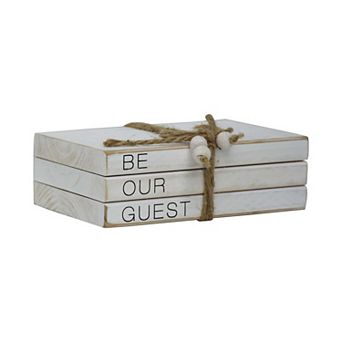 Parisloft Decorative Wood Stacked Books - Be Our Guest, 3.1" H