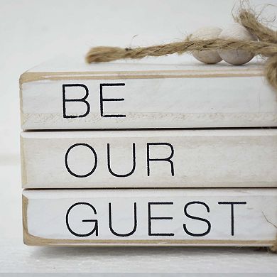 Parisloft Decorative Wood Stacked Books - Be Our Guest, 3.1" H