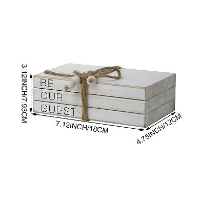 Parisloft Decorative Wood Stacked Books - Be Our Guest, 3.1" H