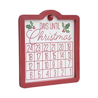 Parisloft Days Until Christmas Red Framed Wood Wall Countdown Calendar with Magnet