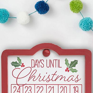 Parisloft Days Until Christmas Red Framed Wood Wall Countdown Calendar with Magnet