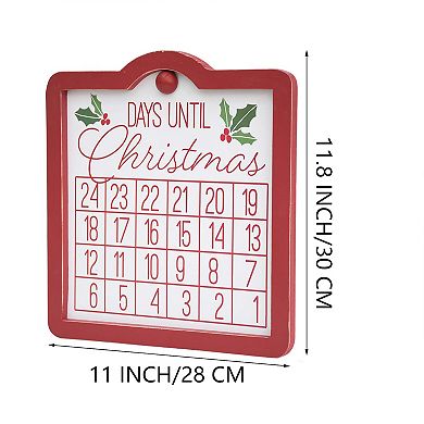 Parisloft Days Until Christmas Red Framed Wood Wall Countdown Calendar with Magnet