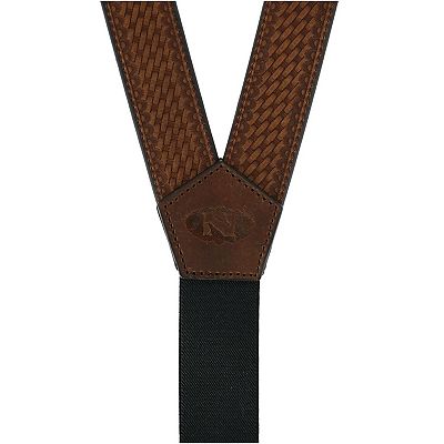 Nocona Leather Suspenders For Men - Top Hand Design With Trigger Snaps, Black Leather