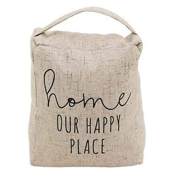 Parisloft Home Our Happy Place Fabric Door Stop with Handle for Bedroom, Living Room, Exterior Doors