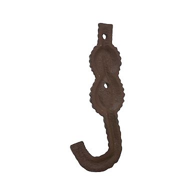 Parisloft Retro Cast Iron Rope Wall Hooks for Coat Towel Keys, Antique Brown, Set of 3