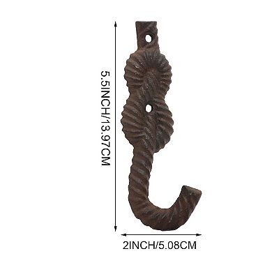 Parisloft Retro Cast Iron Rope Wall Hooks for Coat Towel Keys, Antique Brown, Set of 3
