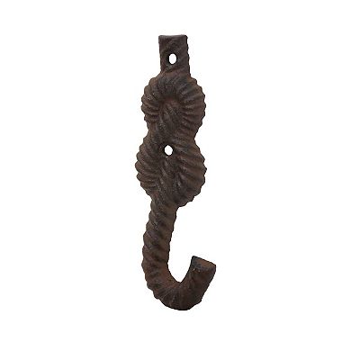 Parisloft Retro Cast Iron Rope Wall Hooks for Coat Towel Keys, Antique Brown, Set of 3