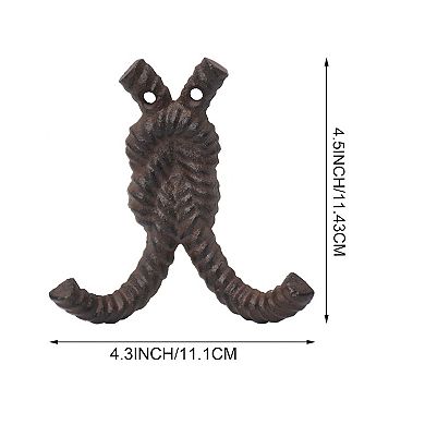 Parisloft Cast Iron Rope Wall Hooks for Coat Towel Keys, Set of 3