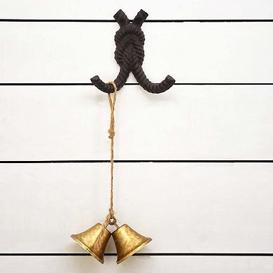 Parisloft Cast Iron Rope Wall Hooks for Coat Towel Keys, Set of 3