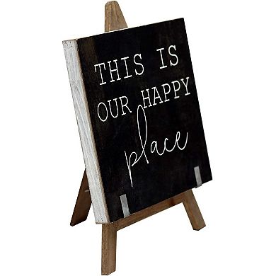 Parisloft This is Our Happy Place Wooden A-Frame Freestanding Home Decor,Farmhouse Wood Sign