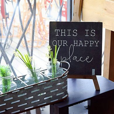 Parisloft This is Our Happy Place Wooden A-Frame Freestanding Home Decor,Farmhouse Wood Sign
