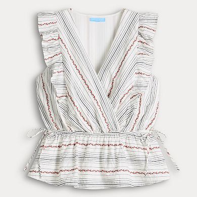 Women's Draper James Flutter Sleeve V-Neck Peplum Top