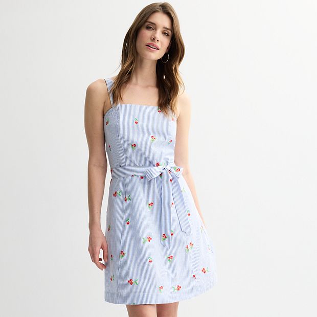 Women's Draper James Squareneck Embroidered Cherry Dress