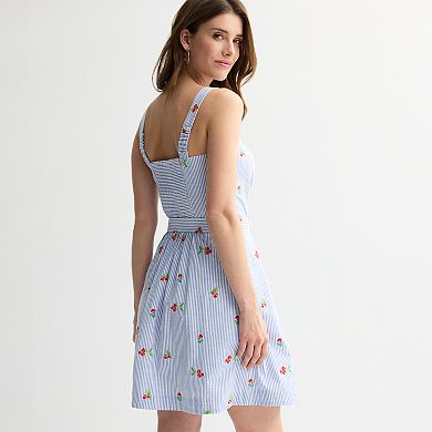 Women's Draper James Squareneck Embroidered Cherry Dress