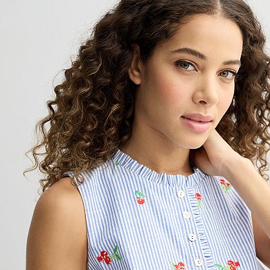 Women's Draper James Sleeveless Embroidered Cherry Top