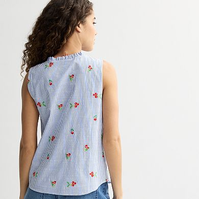 Women's Draper James Sleeveless Embroidered Cherry Top
