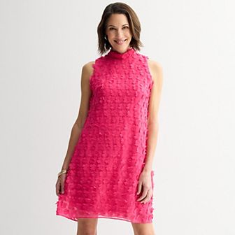 Women's Robbie Bee 3D Flower Mock Neck Dress