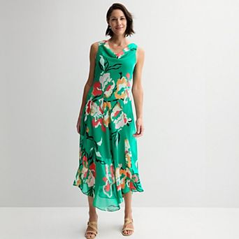 Women's Robbie Bee Drape Neck Midi Dress