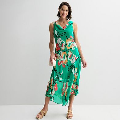 Women's Robbie Bee Drape Neck Midi Dress