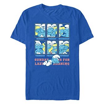 Men's Smurfs Sunday Is For Lazy Morning Graphic Tee
