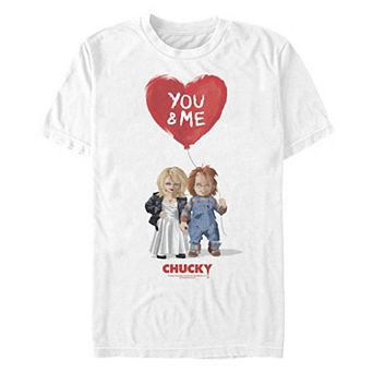 Men's Chucky And Tiffany You And Me Heart Balloon Graphic Tee