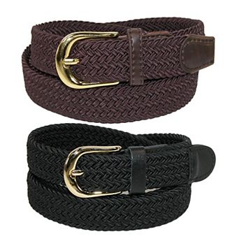 Ctm Women's Elastic Braided Stretch Belt (pack Of 2 Colors)