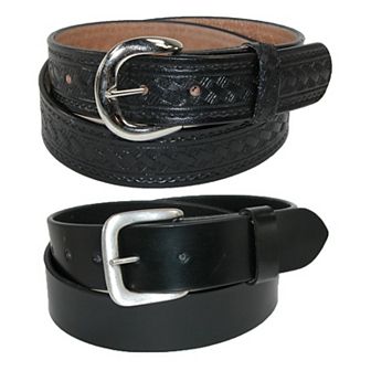 Ctm Men's Leather Removable Buckle Belts (pack Of 2)