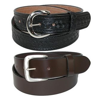 Ctm Men's Leather Removable Buckle Belts (pack Of 2)