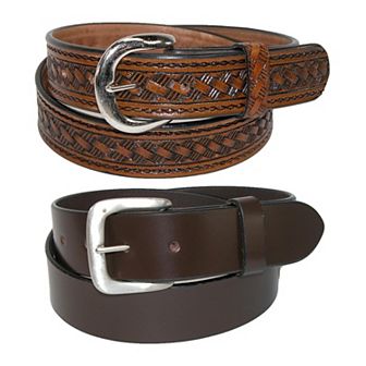 Ctm Men's Leather Removable Buckle Belts (pack Of 2)