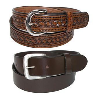 Ctm Men's Leather Removable Buckle Belts (pack Of 2)