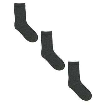 Kids' Cotton Ribbed Uniform School Crew Socks (pack Of 3)