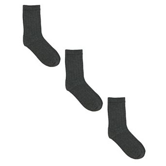 Kids' Cotton Ribbed Uniform School Crew Socks (pack Of 3)