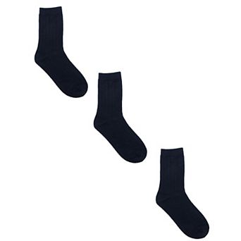 Kids' Cotton Ribbed Uniform School Crew Socks (pack Of 3)