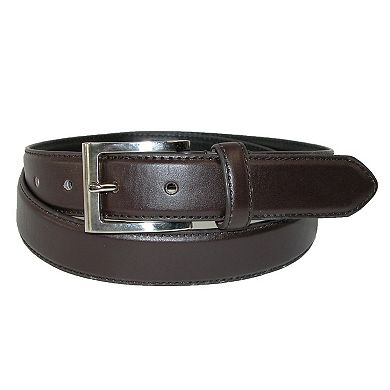 CTM Men's Leather Basic Dress Belt with Silver Buckle (Pack of 2 Colors)