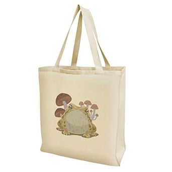 Toad Sitting In Front of Mushrooms Reusable Tote Bag