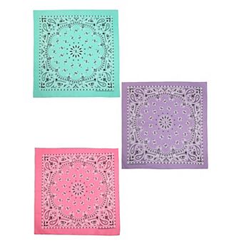 Women's Cotton Pastel Paisley Print Bandana Kit (pack Of 3)