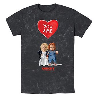 Men's Chucky And Tiffany You And Me Heart Shaped Balloon Graphic Tee