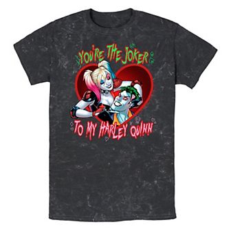 Men's Batman Joker And Harley Quinn Heart Scene Graphic Tee