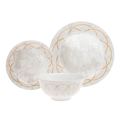 Godinger Silver Rotolo Porcelain 12-Piece Dinnerware Set, Service for 4