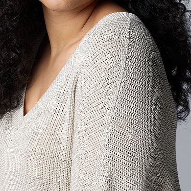 Plus Size Simply Vera Vera Wang V-Neck Sweater Tee