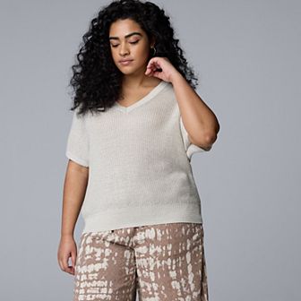 Plus Size Simply Vera Vera Wang V-Neck Sweater Tee