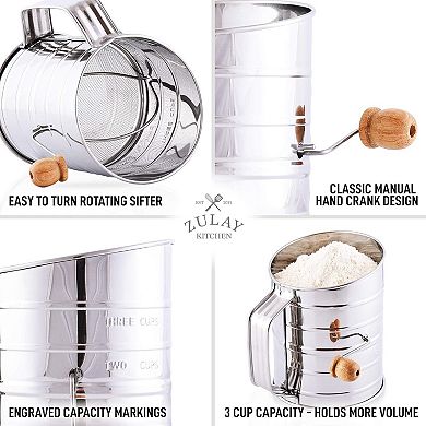 Zulay Kitchen 3 Cup Stainless Steel Flour Sifter