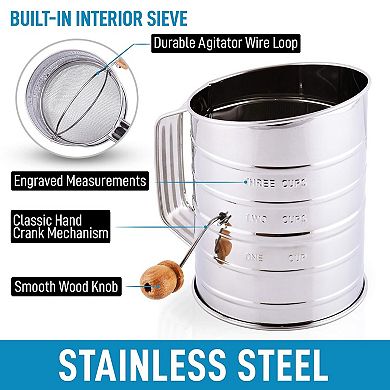 Zulay Kitchen 3 Cup Stainless Steel Flour Sifter