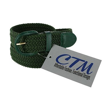 CTM Men's Elastic Braided Belt With Covered Buckle