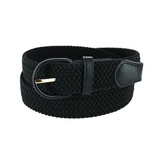 CTM Men's Elastic Braided Belt With Covered Buckle